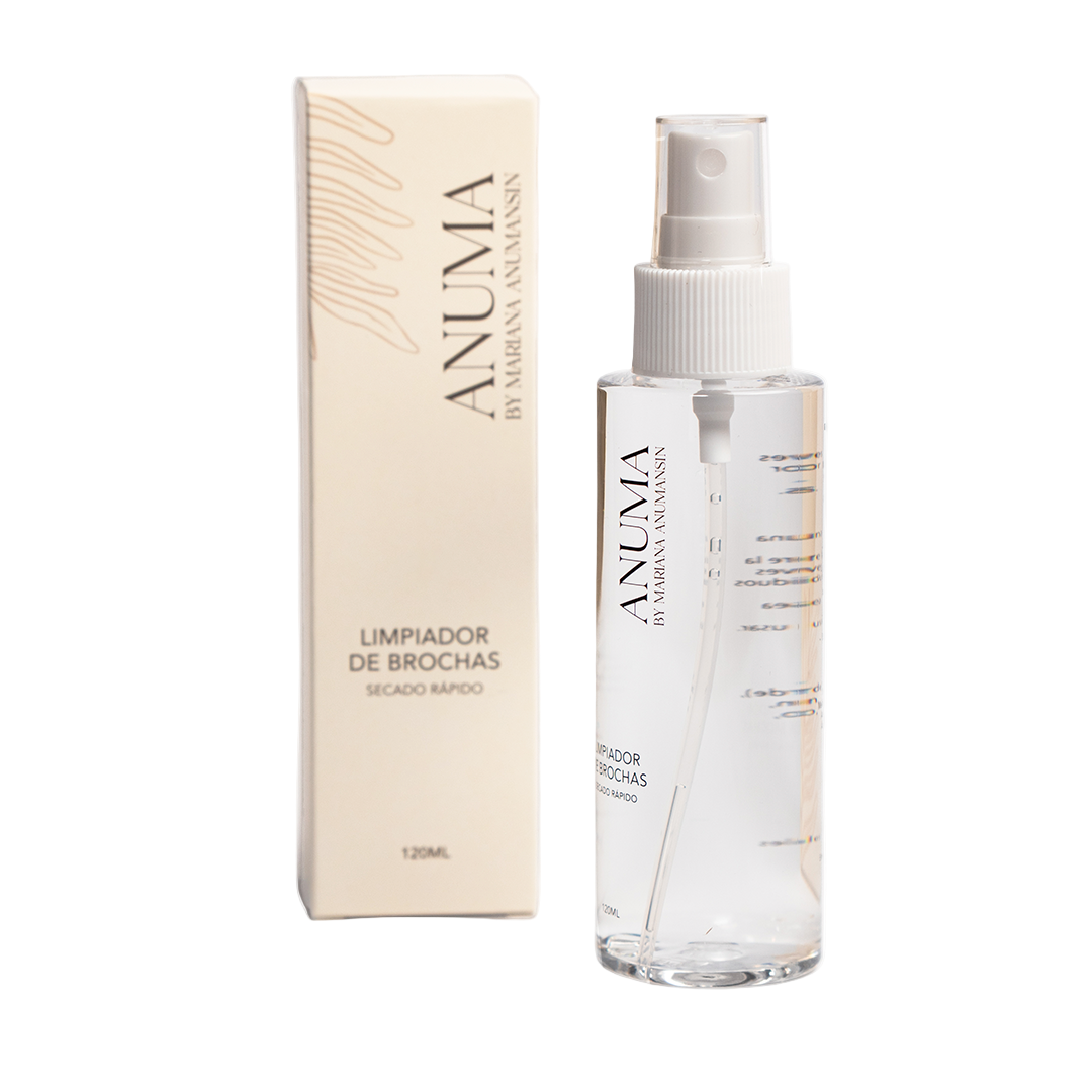 Limpiador de brochas en seco Anumamakeup de 120ml junto a su empaque